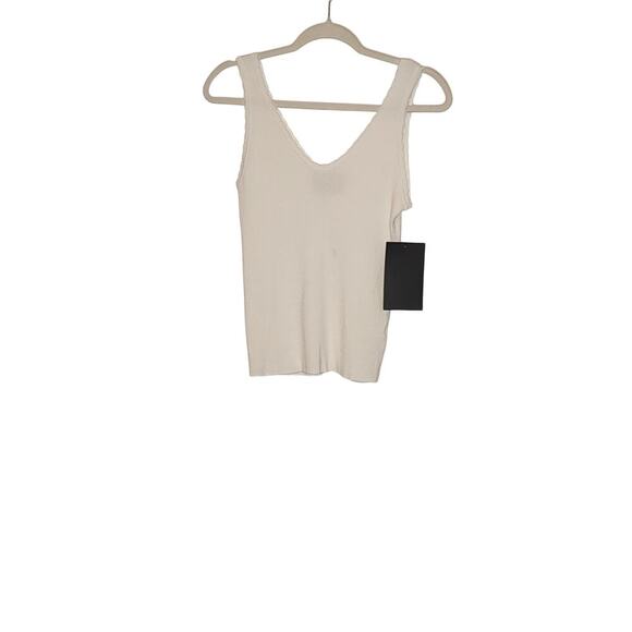 Tuckernuck  White Scalloped Rib Heidi Knit Tank Sz L - Picture 7 of 11